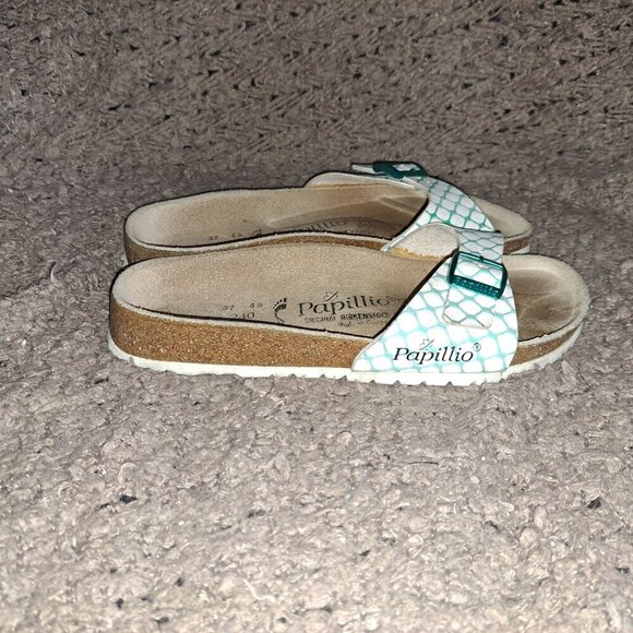 BIRKENSTOCK PAPILLIO-Aqua/White Honeycomb Birko Flor-Sz 6-Excellent - Picture 4 of 7